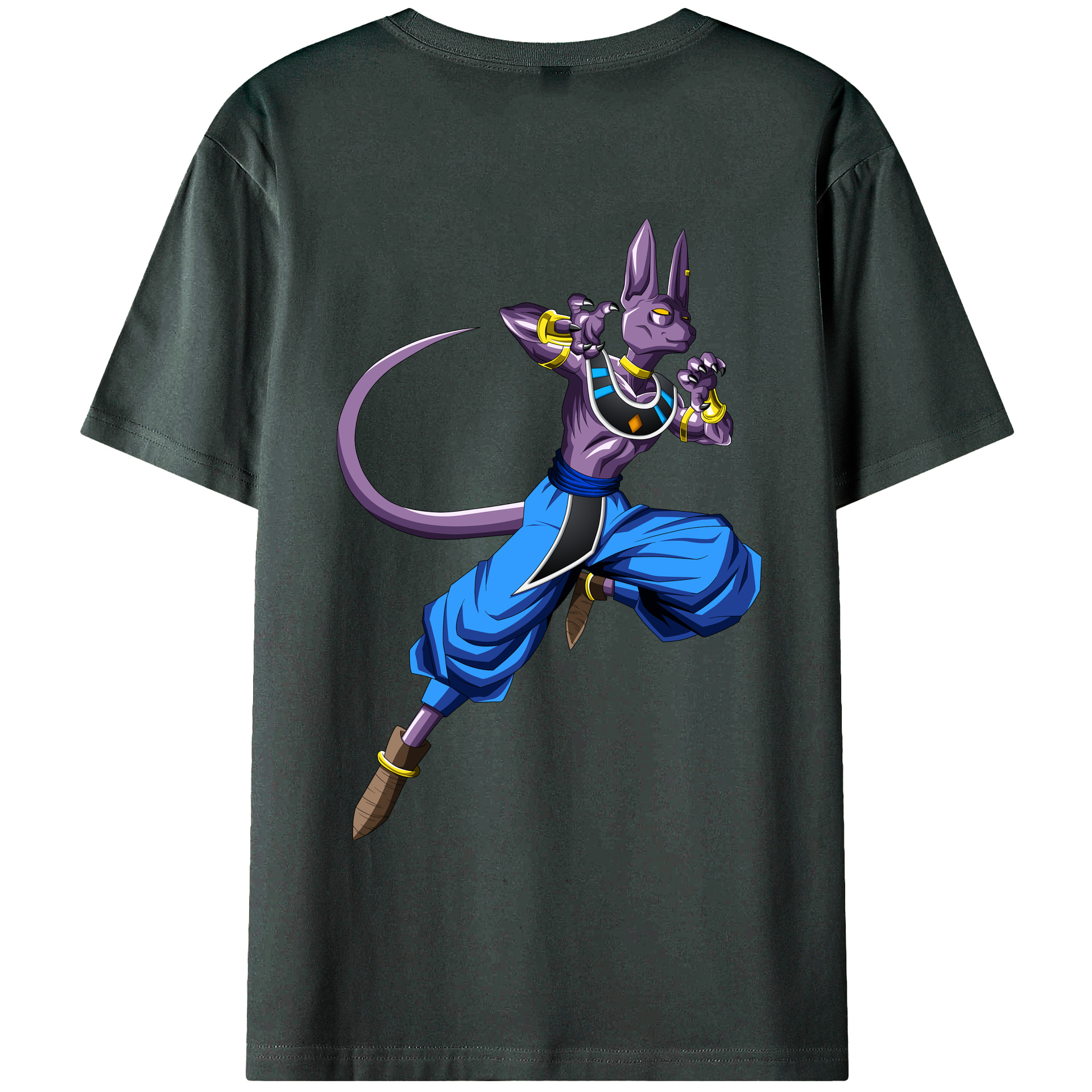 （画像用） ドラゴンボール ビルス 破壊神ビルス DRAGON BALL Beerus Birusu 綿100％ メンズ半袖Tシャツ（バックプリント） 通気性